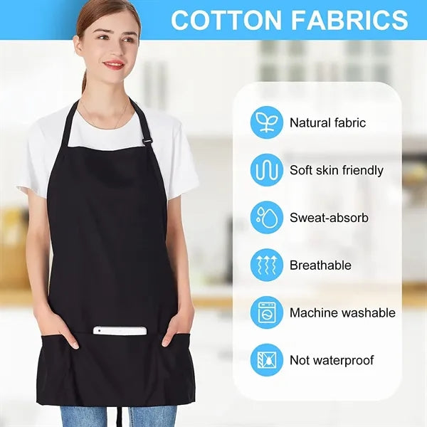 3 Pockets Unisex Adjustable Bibs Apron with Long Ties