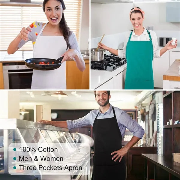 3 Pockets Unisex Adjustable Bibs Apron with Long Ties