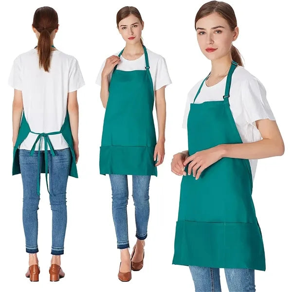 3 Pockets Unisex Adjustable Bibs Apron with Long Ties