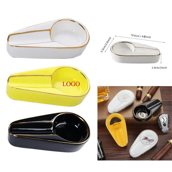 Portable Luxury Gilt Ceramic Cigar Ashtray Travel Ash Tray