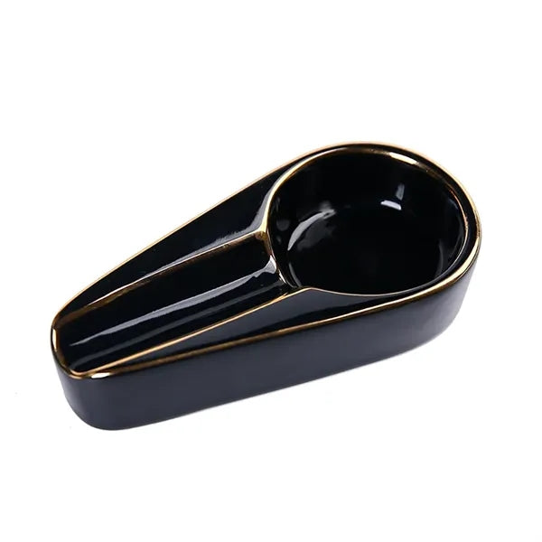 Portable Luxury Gilt Ceramic Cigar Ashtray Travel Ash Tray