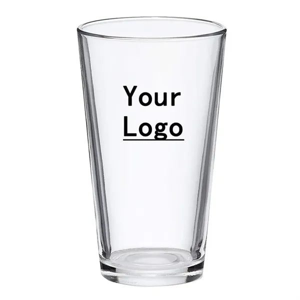 16OZ Tall Clear Drinking Glasses Heavy Base Pub Style Design