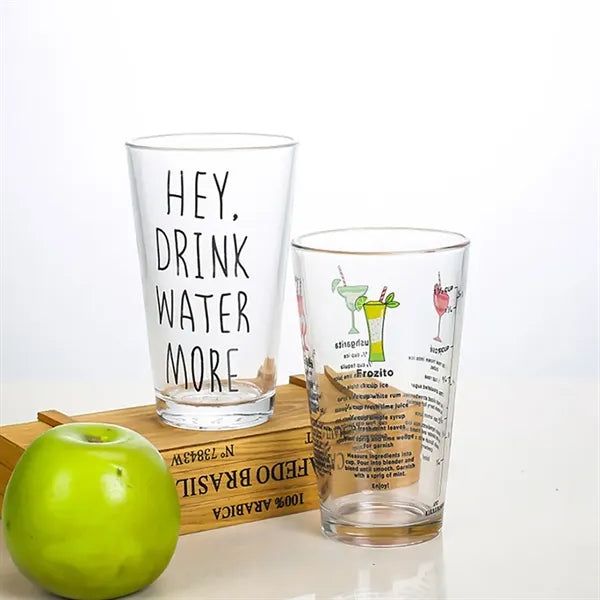 16OZ Tall Clear Drinking Glasses Heavy Base Pub Style Design