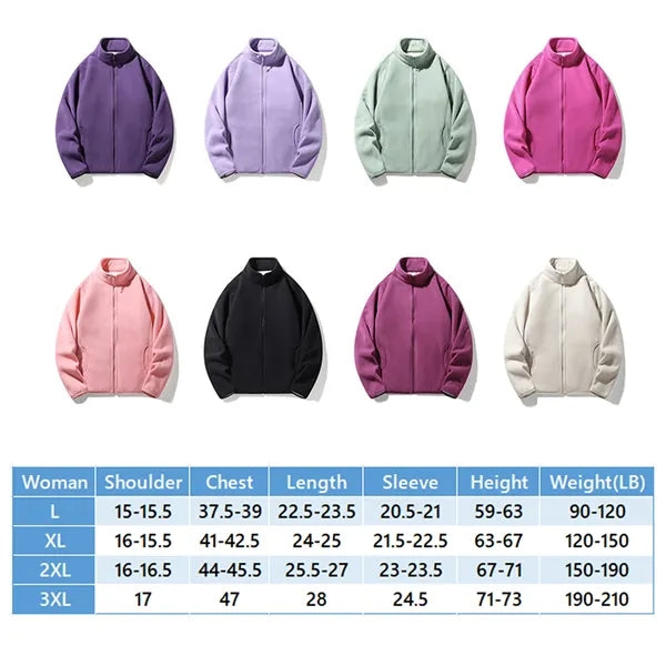Polar Fleece Jackets Stand Collar Zipper Closure Coats