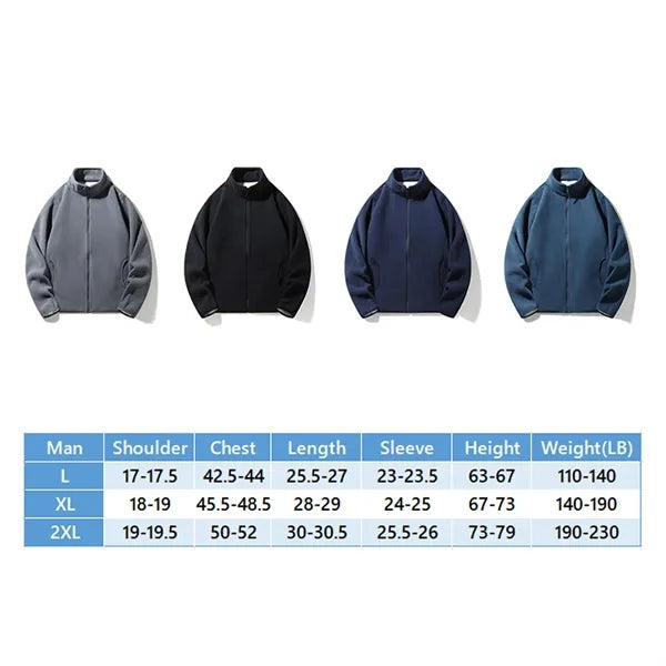 Polar Fleece Jackets Stand Collar Zipper Closure Coats