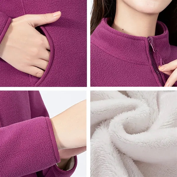 Polar Fleece Jackets Stand Collar Zipper Closure Coats