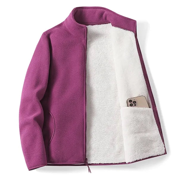 Polar Fleece Jackets Stand Collar Zipper Closure Coats