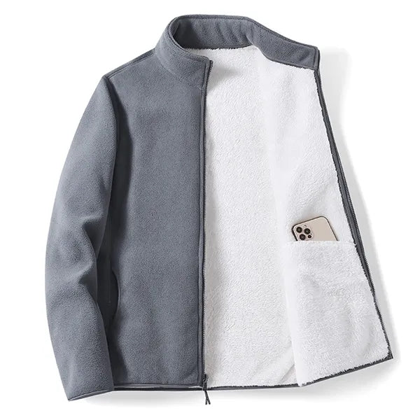 Polar Fleece Jackets Stand Collar Zipper Closure Coats