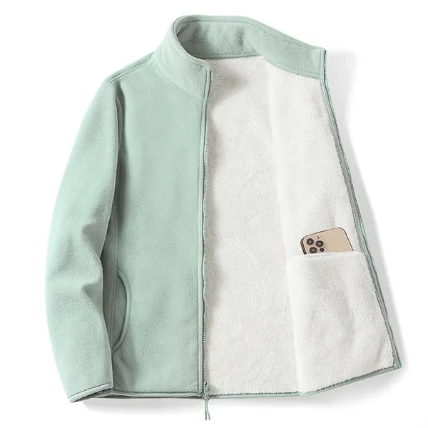 Polar Fleece Jackets Stand Collar Zipper Closure Coats