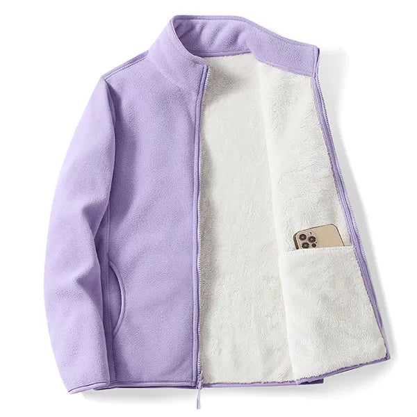 Polar Fleece Jackets Stand Collar Zipper Closure Coats