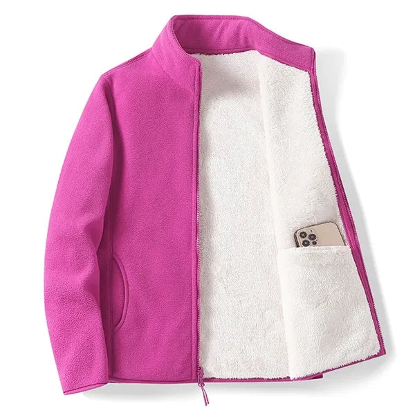 Polar Fleece Jackets Stand Collar Zipper Closure Coats