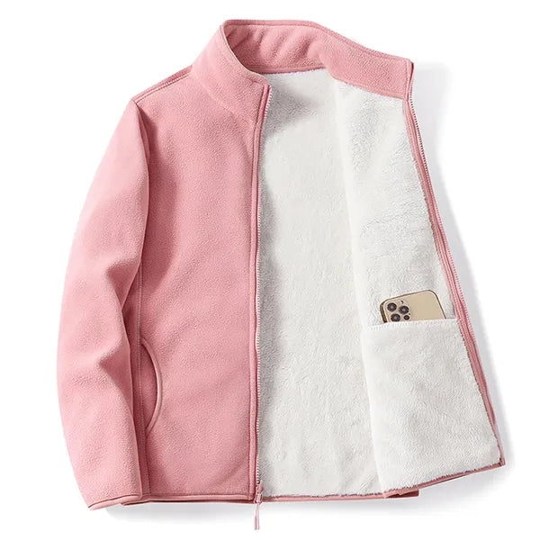 Polar Fleece Jackets Stand Collar Zipper Closure Coats