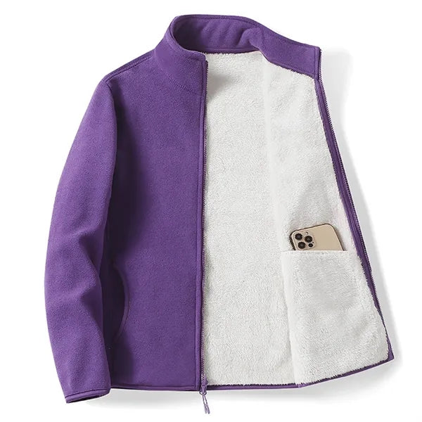 Polar Fleece Jackets Stand Collar Zipper Closure Coats