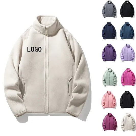 Polar Fleece Jackets Stand Collar Zipper Closure Coats