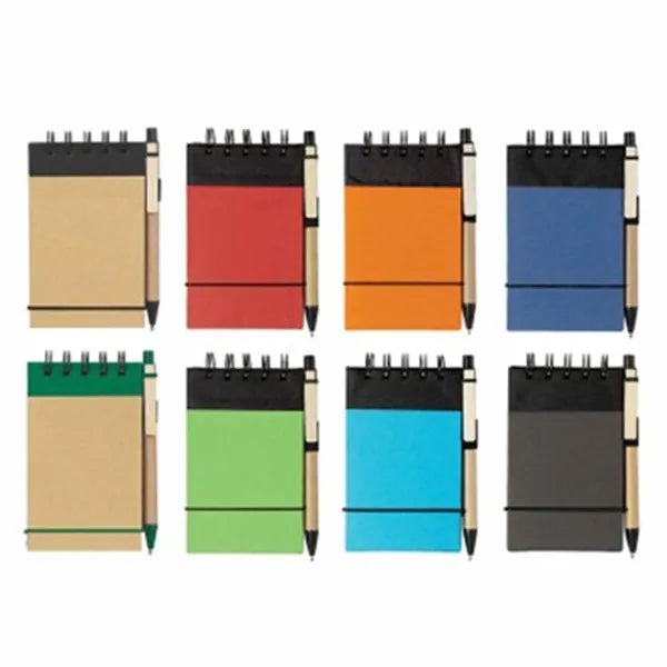 Kraft Spiral Notebooks with Ballpoint Pens