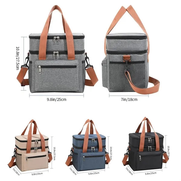 Double-Layered Portable Outdoor Lunch Bag