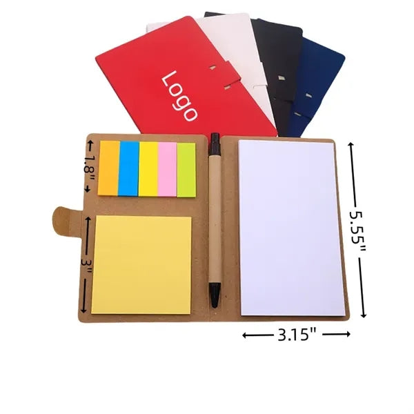 Notebook Set with 5-Color Index Tabs, Sticky Notes, and Pen