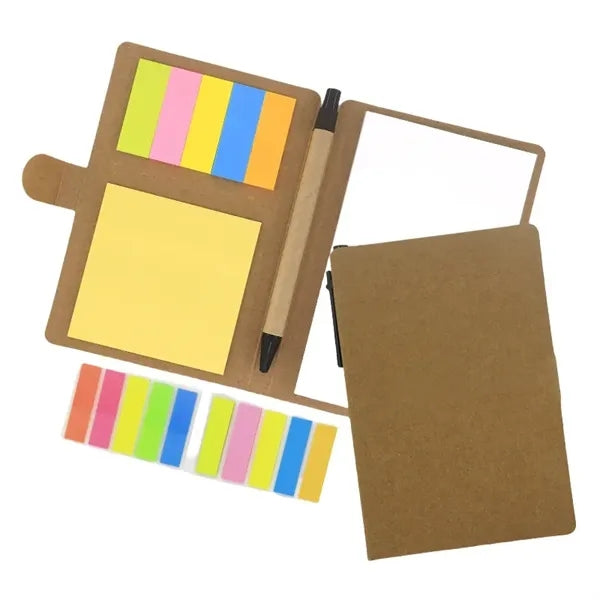 Notebook Set with 5-Color Index Tabs, Sticky Notes, and Pen
