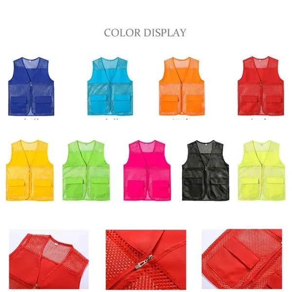Unisex Volunteer Vest Advertising Zipper Mesh Wear