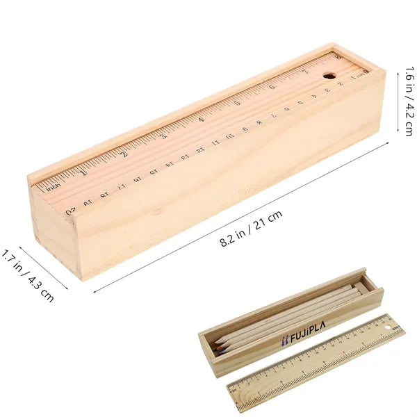 Wooden Pencil Case With Ruler