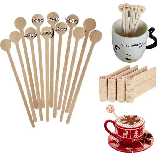 6'' Disposable Wooden Coffee Stirrer