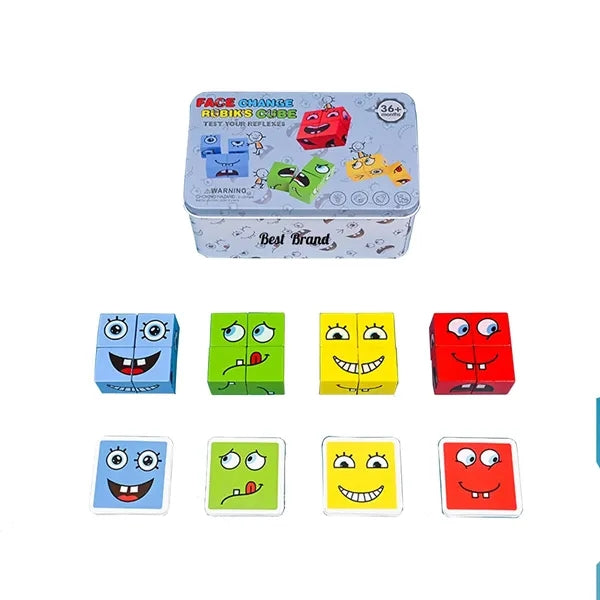 Wooden Face Expression Puzzle Building Block Tricks
