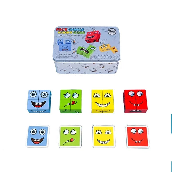 Wooden Face Expression Puzzle Building Block Tricks