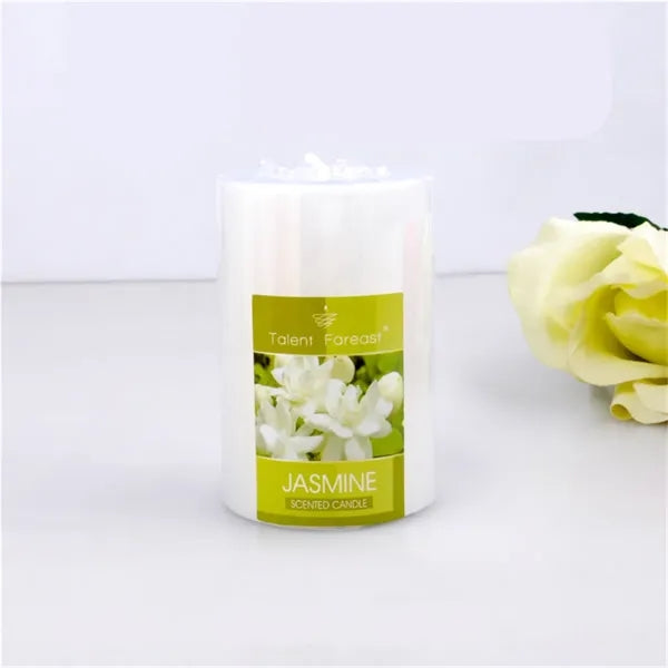 Scented cylindrical wax smokeless aromatherapy candles