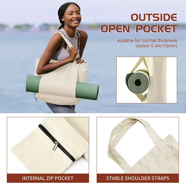 Canvas Yoga Mat Boat Tote Bag with Spacious Compartments