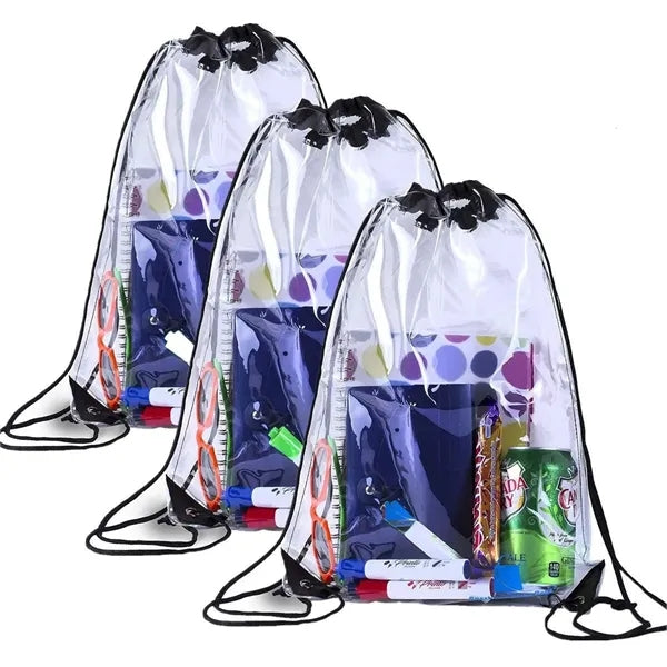 Clear Drawstring Cinch Pack Backpack For Stadiums Travel And