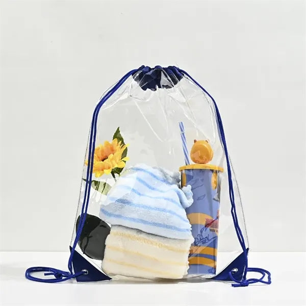 Clear Drawstring Cinch Pack Backpack For Stadiums Travel And