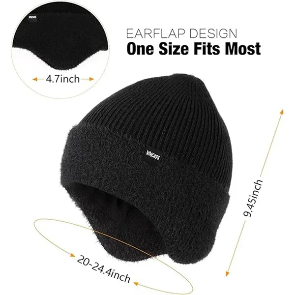 Winter Fleece Line Beanie With Earflap