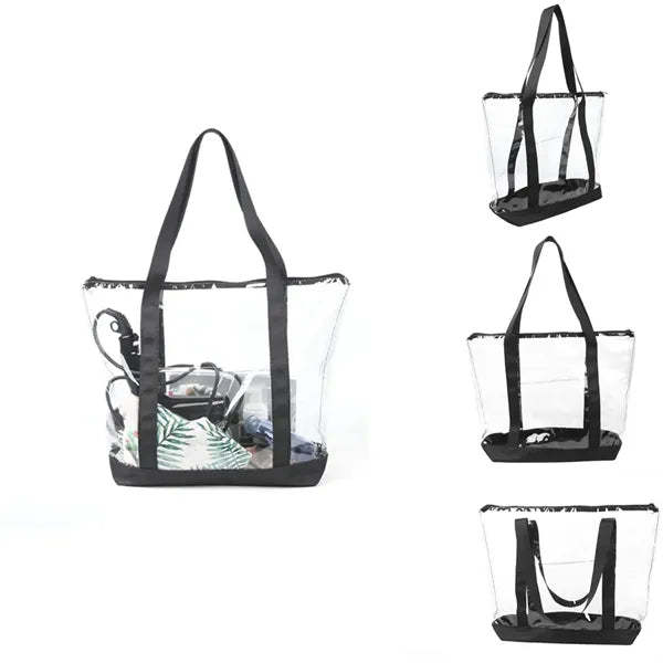 Clear Tote Shopping Bag with Zipper for Gym Sports Beach