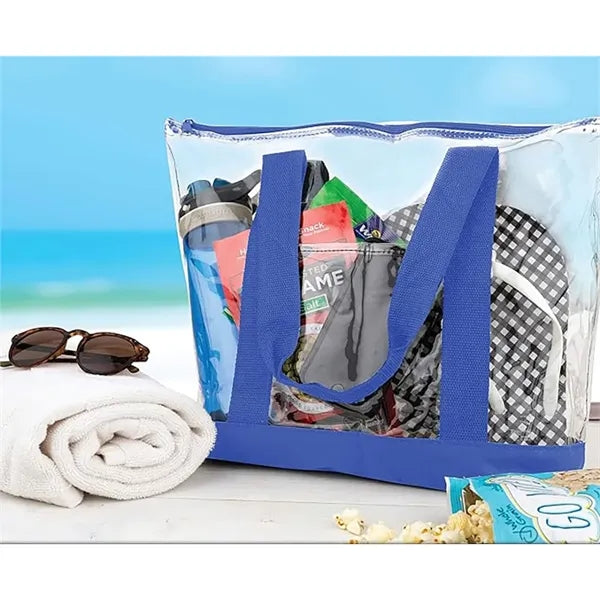 Clear Tote Shopping Bag with Zipper for Gym Sports Beach