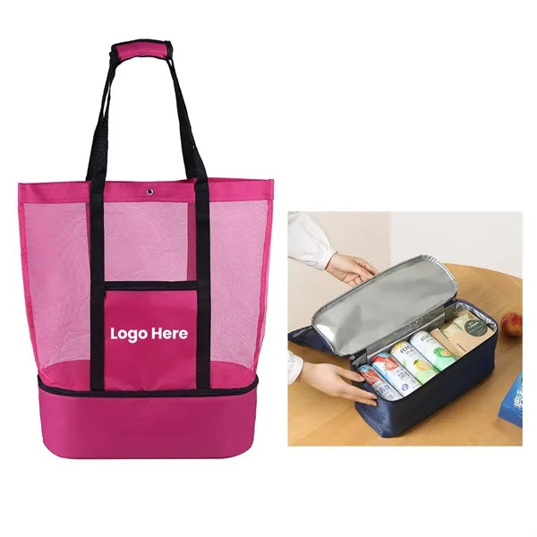 Double Layer Mesh Insulated Cooler/Beach Tote Bag