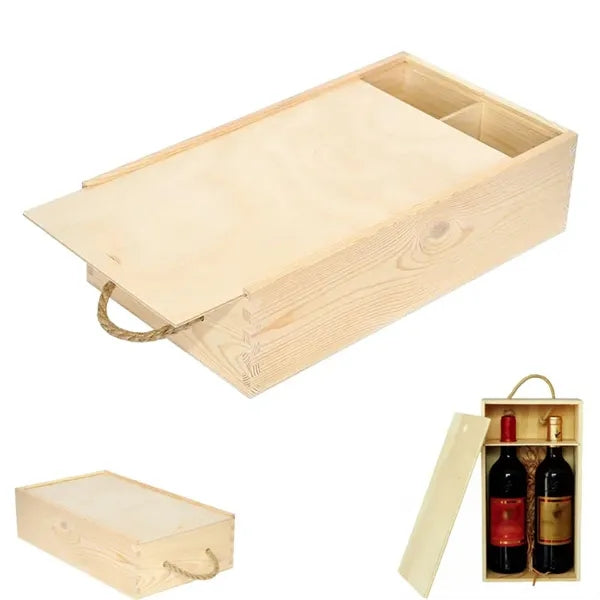 Wooden Wine Box with Rope