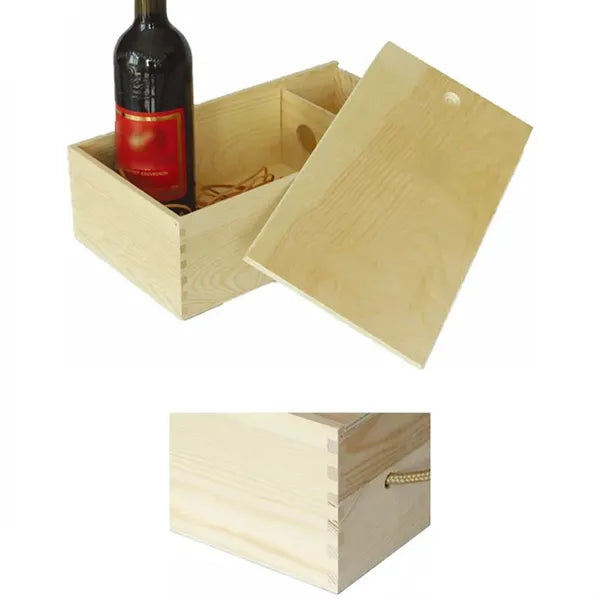 Wooden Wine Box with Rope