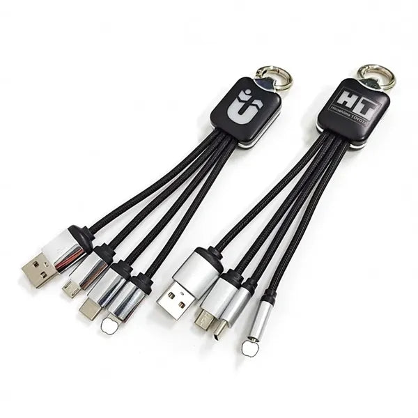 LED Logo 3 In1 USB Charging Cables For All Mobiles