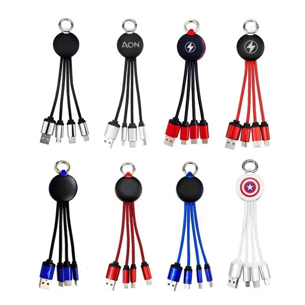 LED Logo 3 In1 USB Charging Cables For All Mobiles