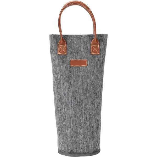 Single Bottle Insulated Wine Tote Bag With Leather Handle