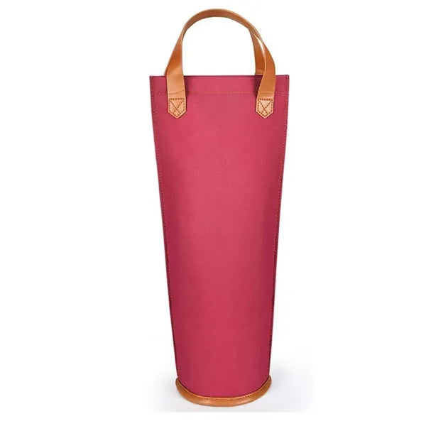 Single Bottle Insulated Wine Tote Bag With Leather Handle