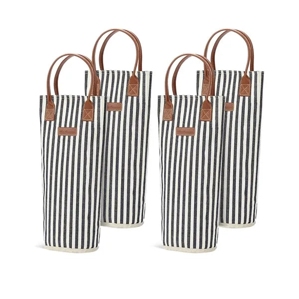 Single Bottle Insulated Wine Tote Bag With Leather Handle