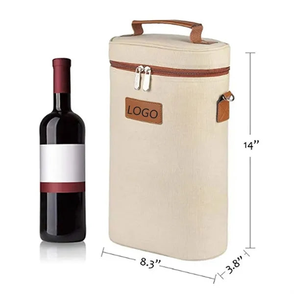 Insulated 2 Bottle Wine Gift Tote Carrier With Strap
