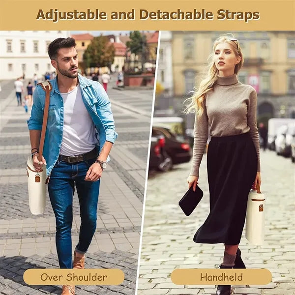 Insulated 2 Bottle Wine Gift Tote Carrier With Strap