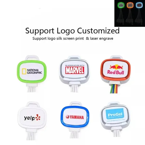 4 in 1 Multi Charge Cable With LED Trim Light For Promo Gift