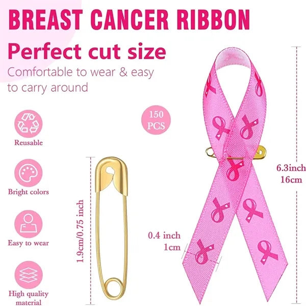 Printed AIDS/ Breast Cancer Awareness Ribbon With Pin