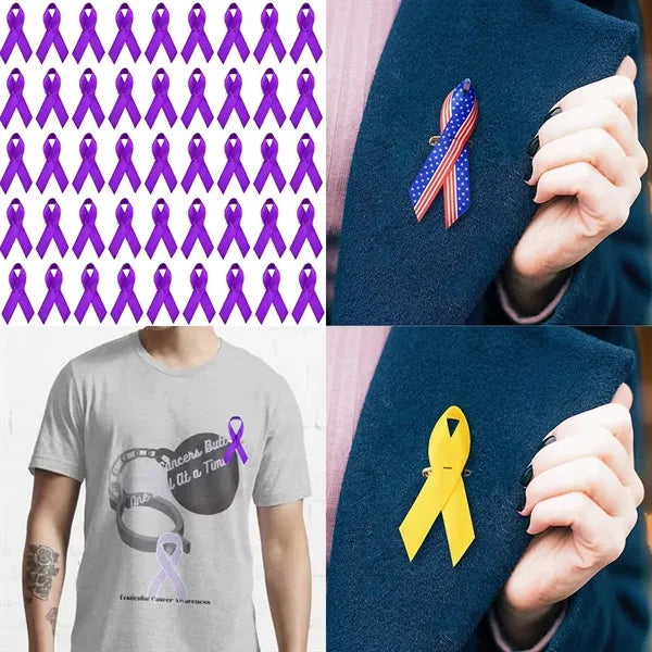 Printed AIDS/ Breast Cancer Awareness Ribbon With Pin