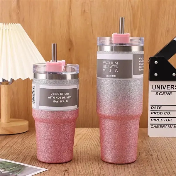 Gradient color stainless steel insulated straw cup