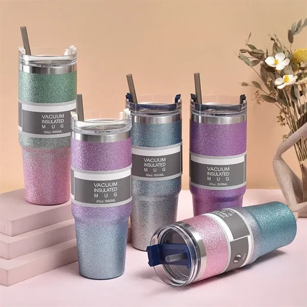 Gradient color stainless steel insulated straw cup
