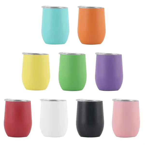 Double Wall Vacuum Stemless Wine Tumbler Glasses with Lid